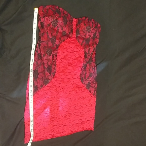 Daisy Hot Pink w/ Black Lace Bodycon Mini Dress. Evening Dance Cocktail - Picture 5 of 8